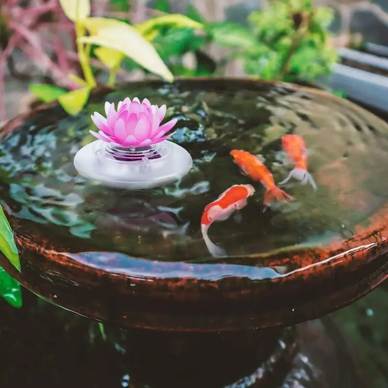 Floating Waterproof Pond Lamp LED Flower Light Floating Fountain Pond Garden Pool Lamp Solar Floating Lotus Shape Water Surface