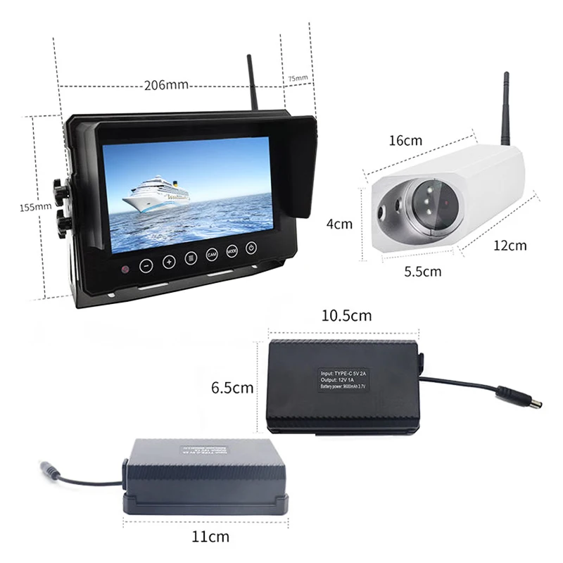 AHD Digital Wireless Car Reversing Backup Magnetic Battery Camera Kit Forklift Truck Van Wireless Camera Monitor System