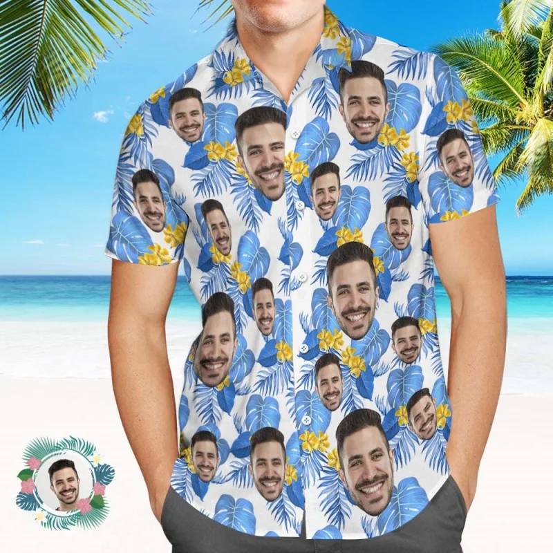 

3D Printed Flower Leaf Aloha Shirt For Men Customized Portrait Graphic Blouses Casual Short Sleeve Hawalian Shirts Loose Tops
