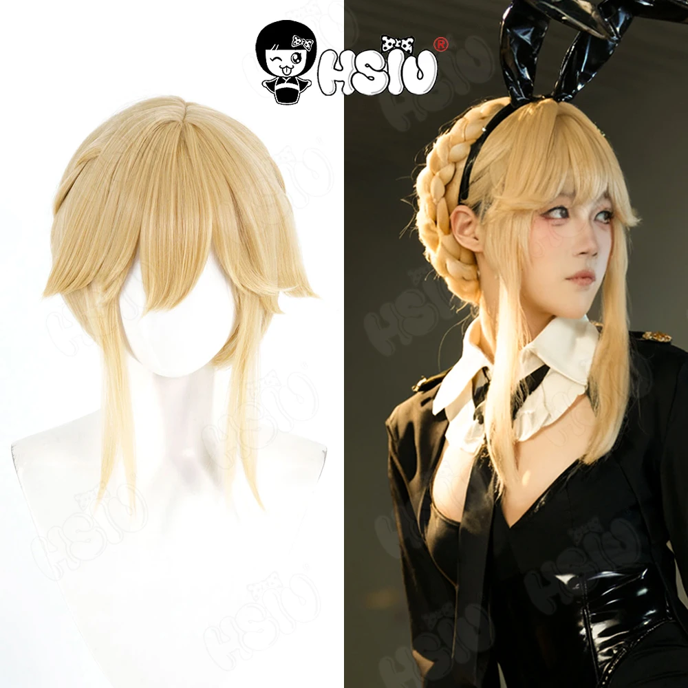 

Парик для косплея Aide HSIU 45 см, желтые короткие волосы, термостойкие парики + шапочка для парика, игра NIKKE, богиня победы Aide, косплей