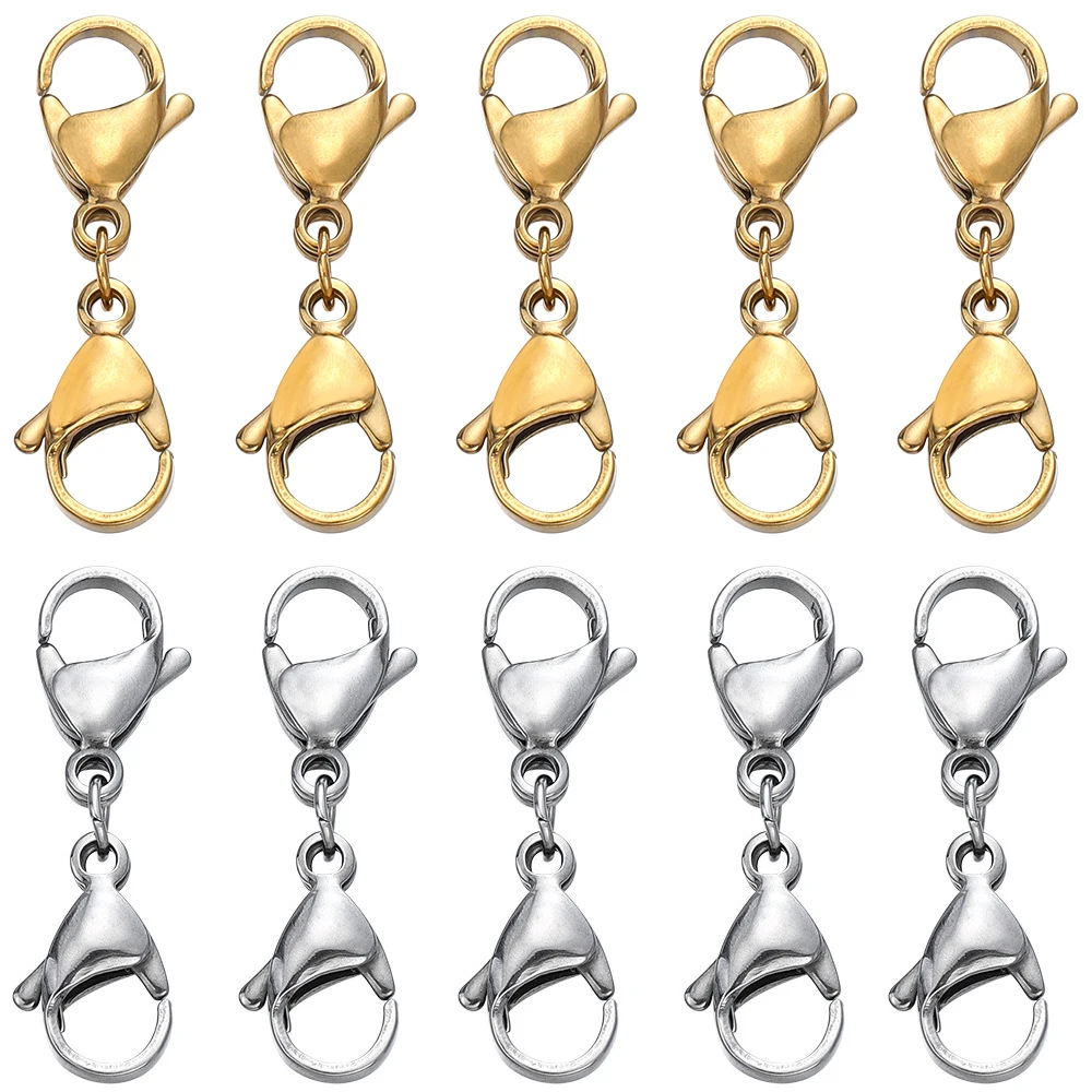 5/10 Sätze Edelstahl Doppel hummer verschluss Extender Klauen verbinder für DIY Armband Halskette Ketten Schmuck herstellung Lieferungen