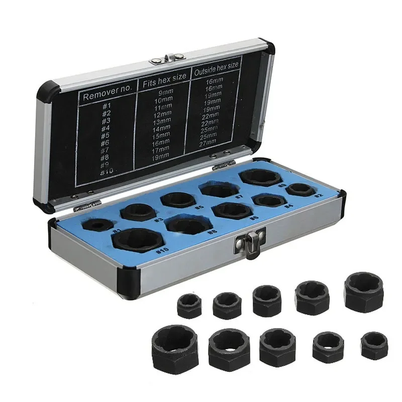 for High End 10 Piece Set Damaged Nut Bolt Remover Sleeve Head Hexagonal Nut Tool