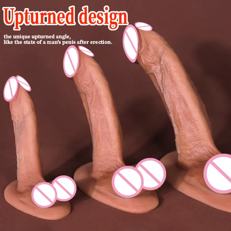 Hard Realistic Dildo Upturned Long Dildo With Powerful Suction Cup Big Cock Artificial Penis For Women Men Adult Sex Toys Anal