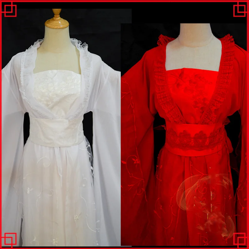 Vintage Original White Red Intimacy Good Sisters Female Dragon Fairy Costume Hanfu Cosplay Stage Performance Dance Outfits