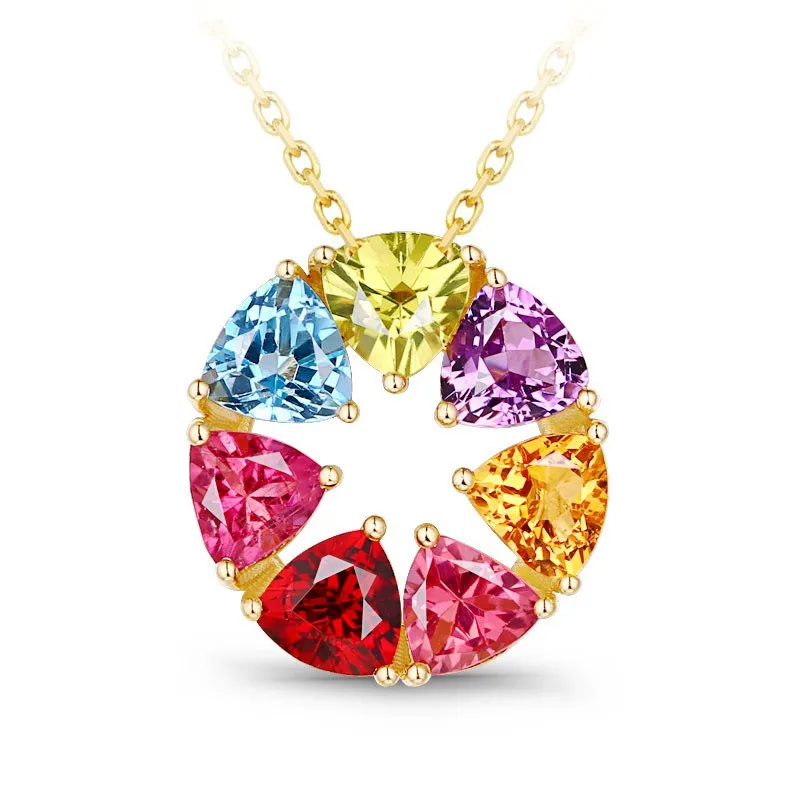 

Изысканные подвески-колье с радужными цветными драгоценными камнями, бриллиантами и звездами для женщин, модные шикарные чокеры, ювелирные изделия из серебра 925 пробы, подарки