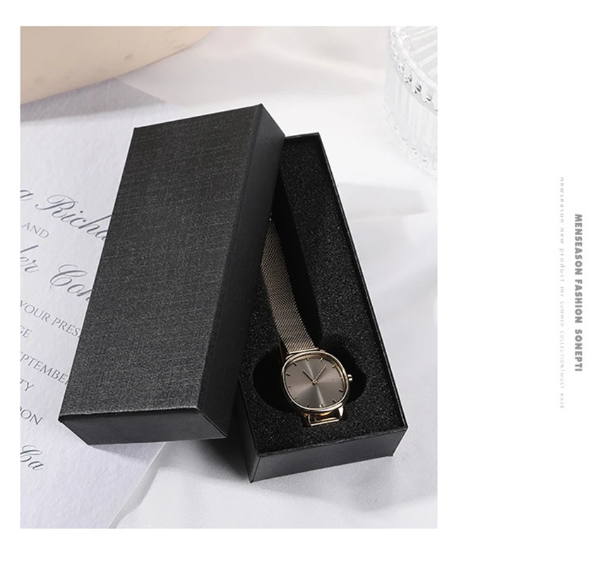 High-end Black Watch Box with Inner Tray Boutique Rectangle Thick Paper for Bracelet Watch Organizer Gift Jewelry Box Wholesale