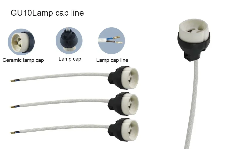 10pc Gu10 Ceramic LED Spotlight Socket GU10 Halogen Bulb Base Lampholder 18cm Nylon Wire PV Wiring Terminal Junction Box
