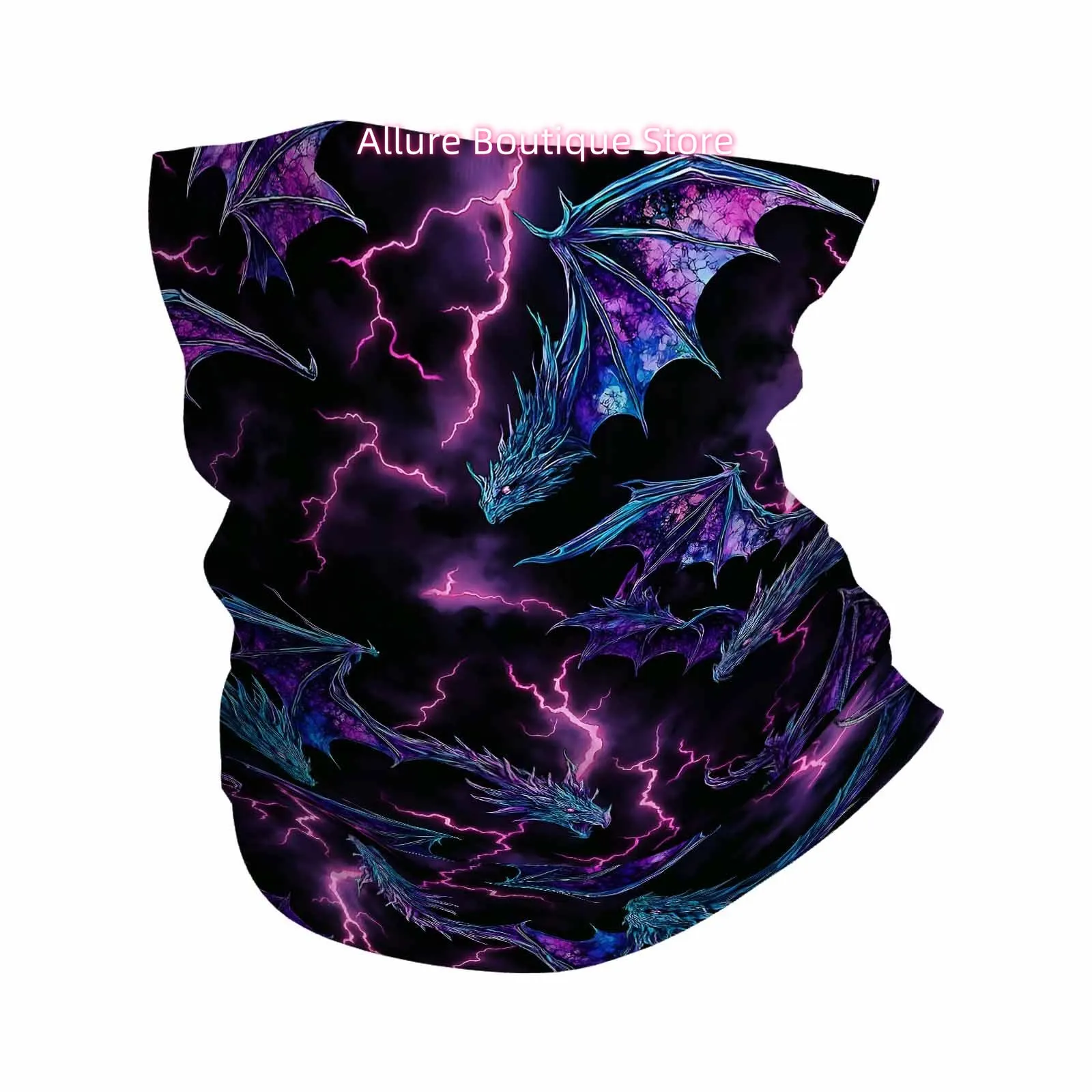 Bufanda Multifuncional con Diseño Novedoso de Dragones, Relámpagos y Fondo Oscuro, Adecuada para Uso en Exteriores, para Hombres, Mujeres y como Mascarilla Unisex