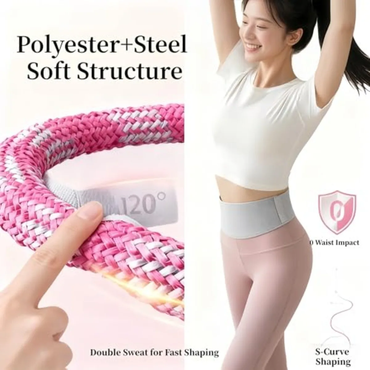 Adjustable Smart Hula Hoop, Silent Bearing Design, Detachable Segments for Waist Shaping & Belly Fat Burning