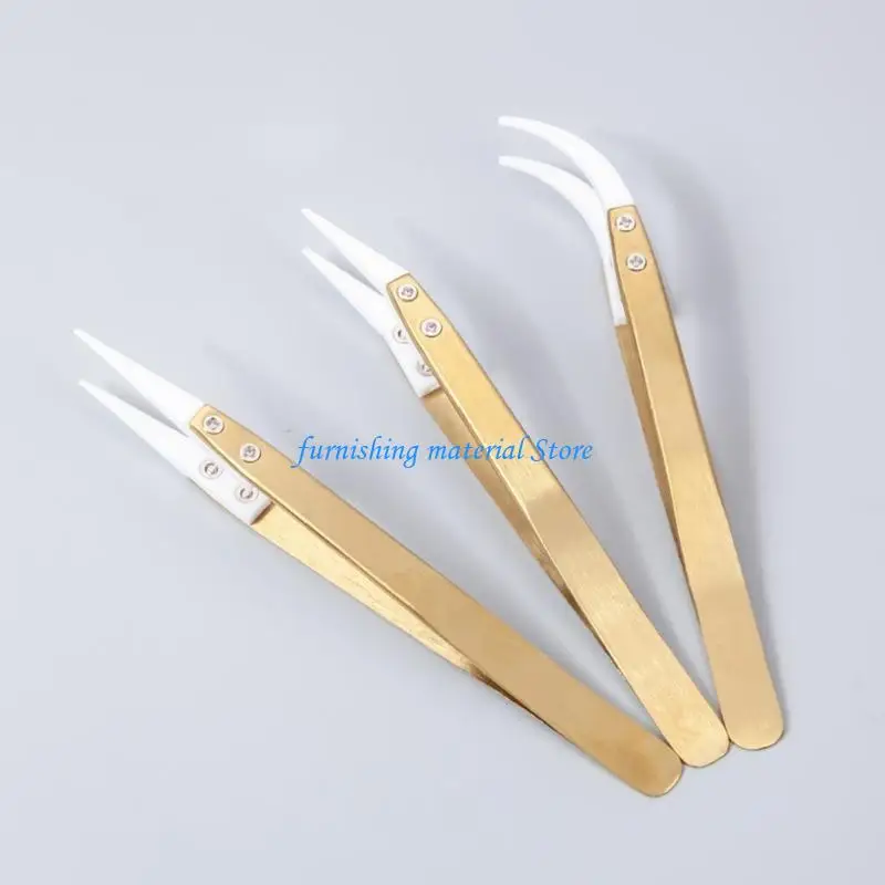 Y5GD 3PCS roestvrijstalen keramische pincet voor industriële soldeer het elektronisch-sigaret