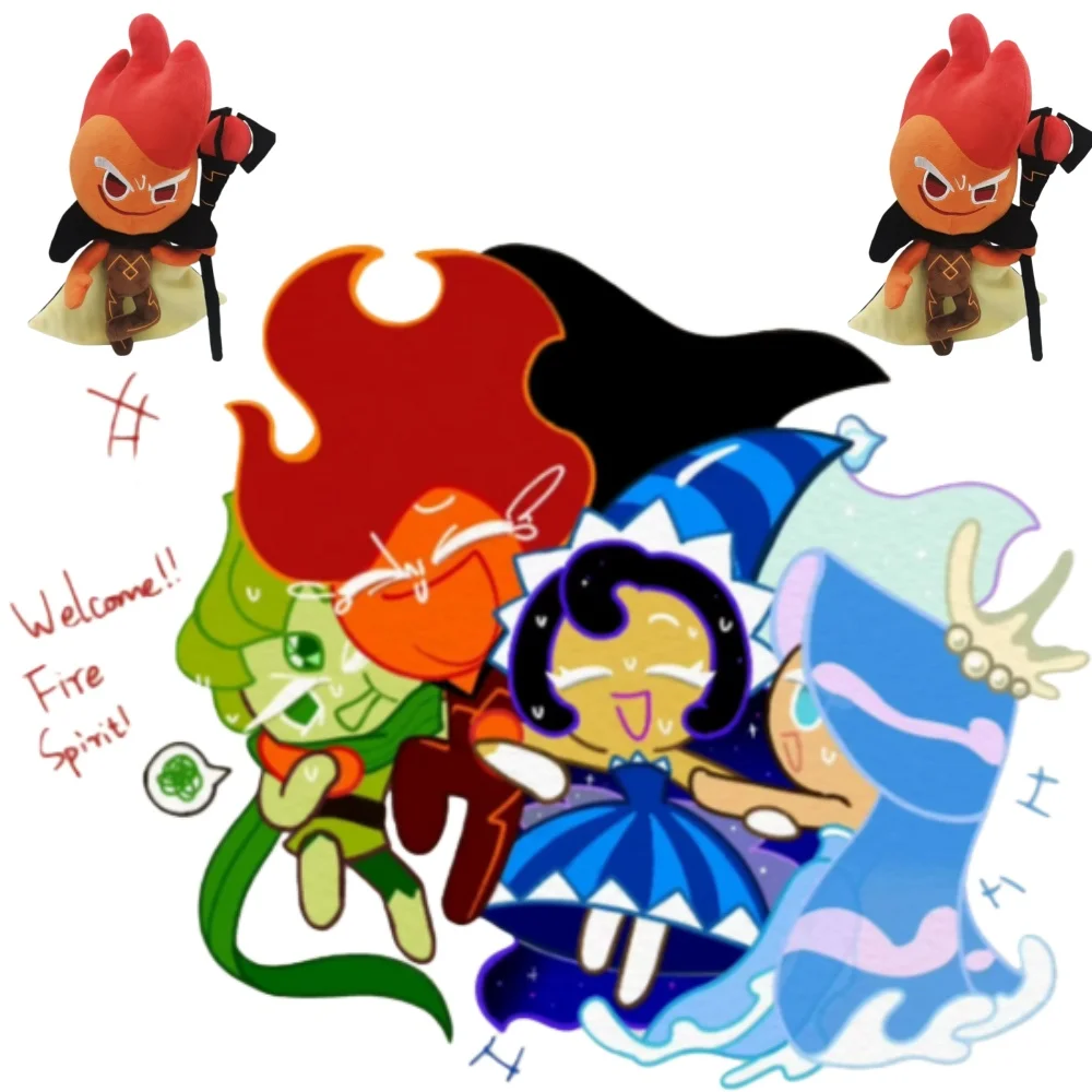 

Anime Game Cookie Kingdom Fire Spirit Cookie Kawaii Cosplay Cotton Doll Cartoon Soft Plushies Toy Figures Fans Collection Gifts