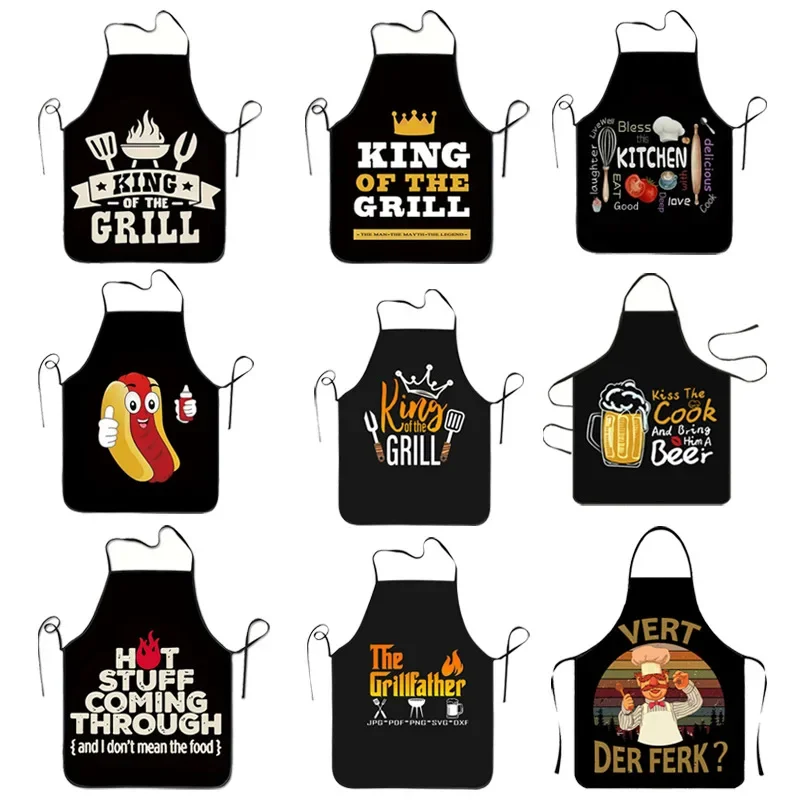 Funny BBQ Grill Master Apron for Men Women Cooking Party Kitchen Gift Reusable Apron