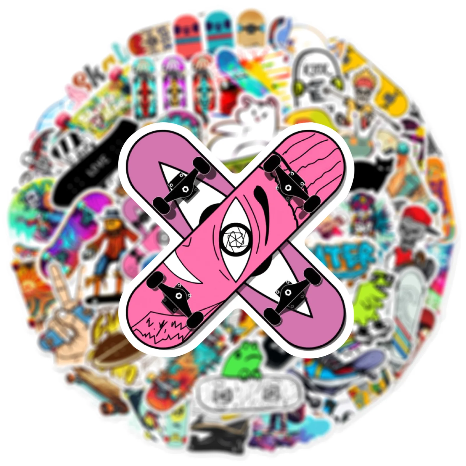 50pcs Street Skateboarding Cool Cartoon Graffiti Stickers DIY Phone Guitar Laptop Notebook Suitcase Waterproof Sticker Kids Toy