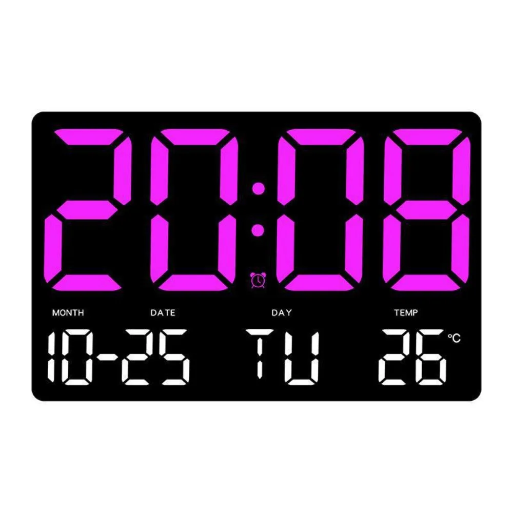 

Large Screen Display LED Digital Wall Clock Temperature Display Remote Control Electronic Alarm Clock 12/24H Format