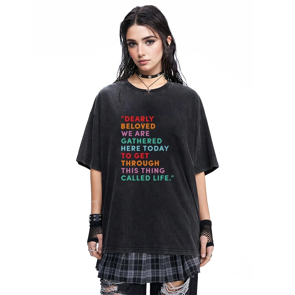 

Y2K Retro Prince Inspired Quote Graphic T Shirt Unisex Acid Wash Oversized Tee Women Men Vintage Dearly Beloved Lyrics Fashion