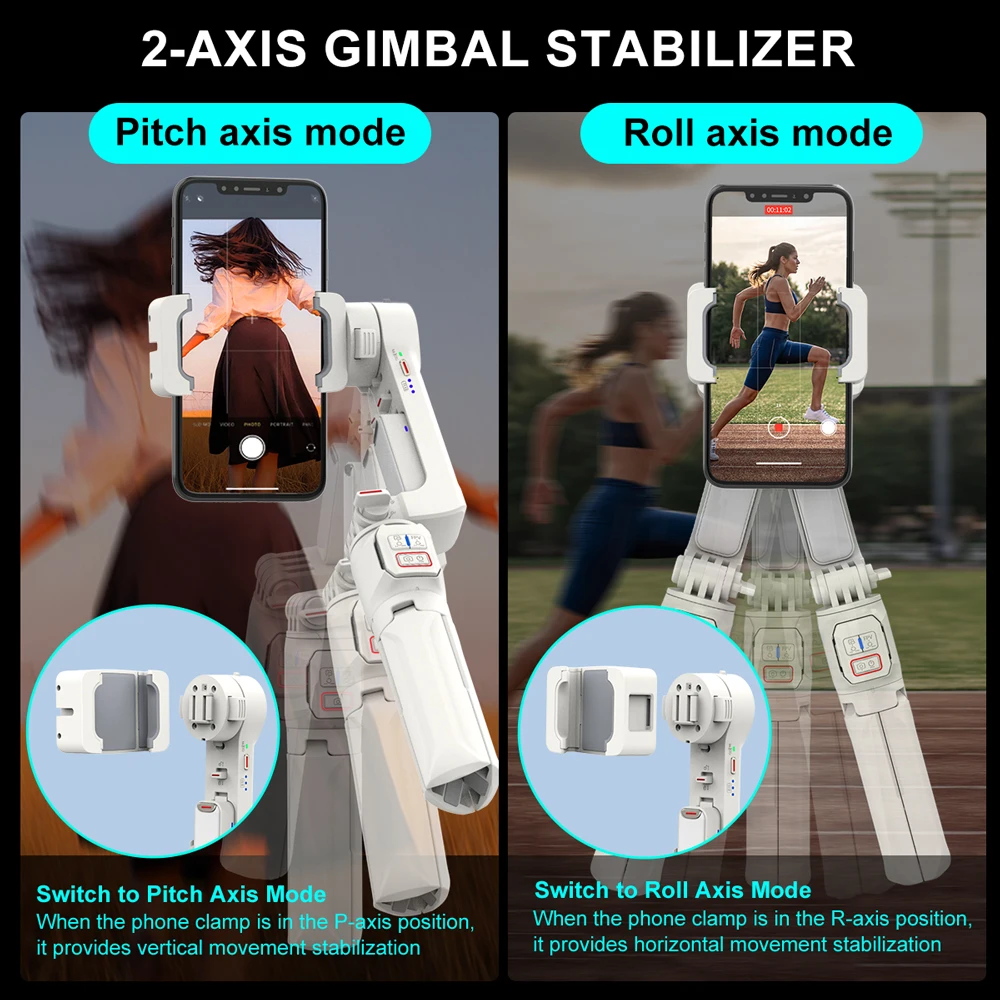 AXNEN HQ2 Gimbal Stabilizer Selfie Stick Tripod with Fill Light Extension Rod Wireless Bluetooth for Android IPhone Smartphone