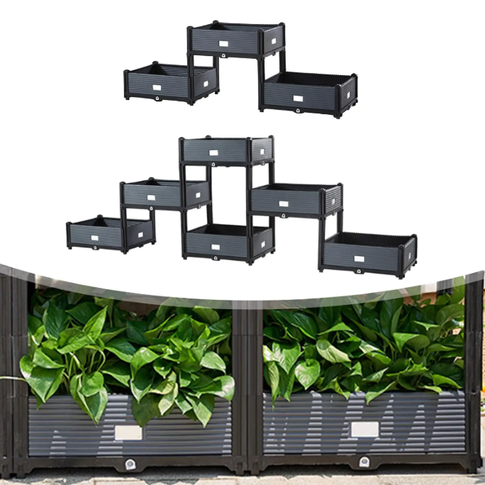 

Многоярусная коробка для цветов, простая сборка, приподнятая садовая кровать, приподнятая коробка для цветов, контейнер для растений для балкона, террасы, фермы, овощей, цветы