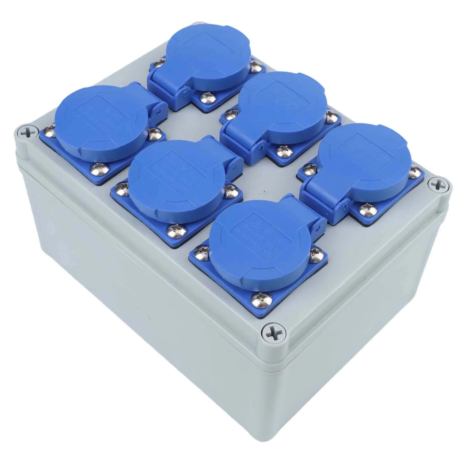 

Shock Resistant Power Outlet Waterproof Box 6x230V Socket Easy To Install Flame-retardant Plastic Lightweight Design