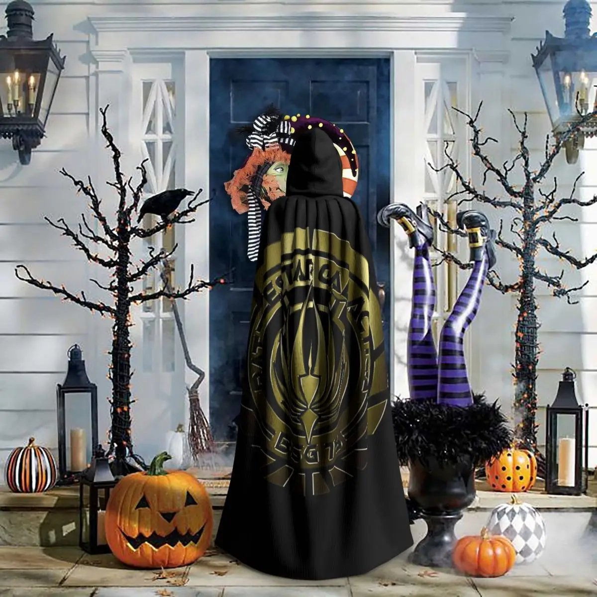 

Battlestar Galactica Crest (Metal) Long Hooded Cloak Witch Medieval Costume Cosplay Cape HalloweenCoat Adult Unisex