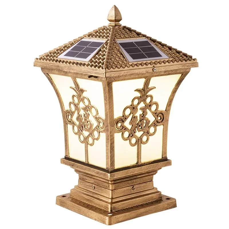 ASHER Solar al aire libre clásico poste de luz Retro impermeable Pilar LED lámpara de pared accesorios para el jardín del hogar