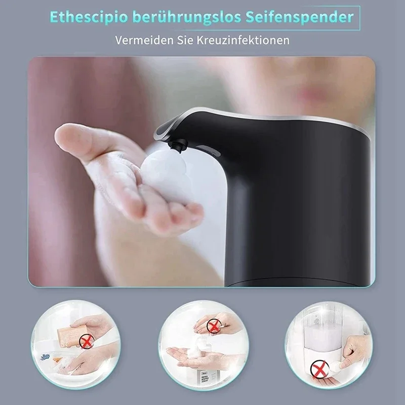 NEW  Soap Dispenser Automatic Touchless Soap Dispenser USB Rechargeable Electric Soap Dispenser 450ML Black Foam Soap Dispen