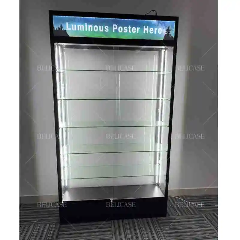 customized.Smoke Shop Accessories Equipment Led Sign Lightbox Smoke Shop Displays Thick Aluminum Tempered Glass Display Racks