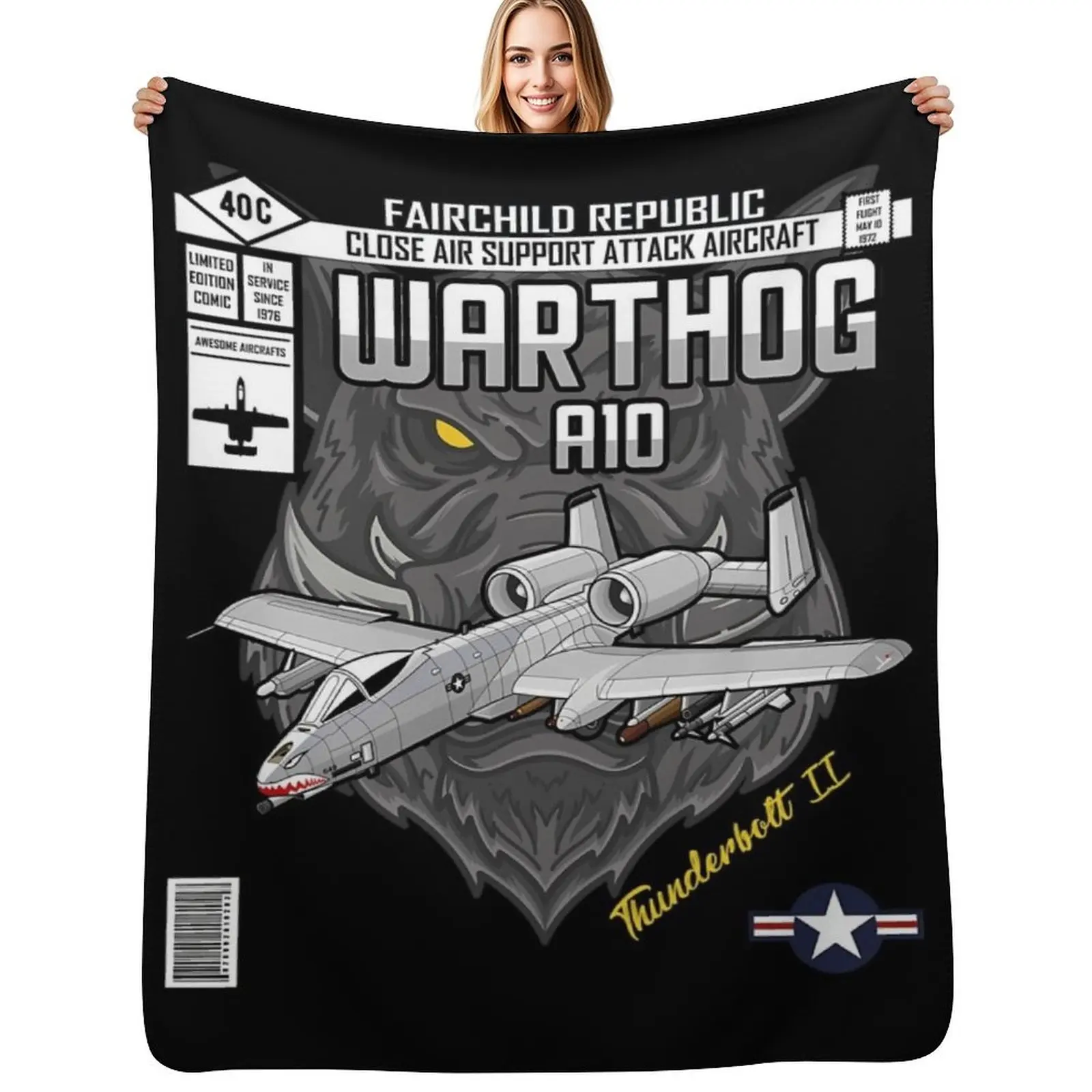 A-10 Warthog Limited Edition Comic Throw Blanket Weighted For Sofa Thin Decorative Sofa Beach Flannel Summer Blankets