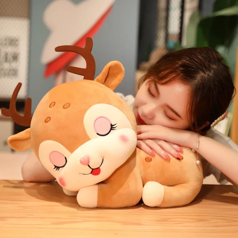 25-40cm Cute Dream Deer Plush Toys Pink Deer Animals Stuffed Doll Elk Plushies Home Decor Birthday Gift For Children Kids Girls