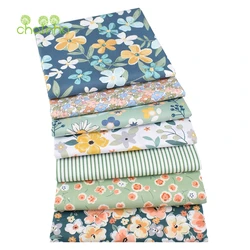 Chainho,Printed Twill Cotton Fabric,Patchwork Cloth,DIY Sewing & Quilting Material,Green Floral Series,7 Designs,3 Sizes,CC344