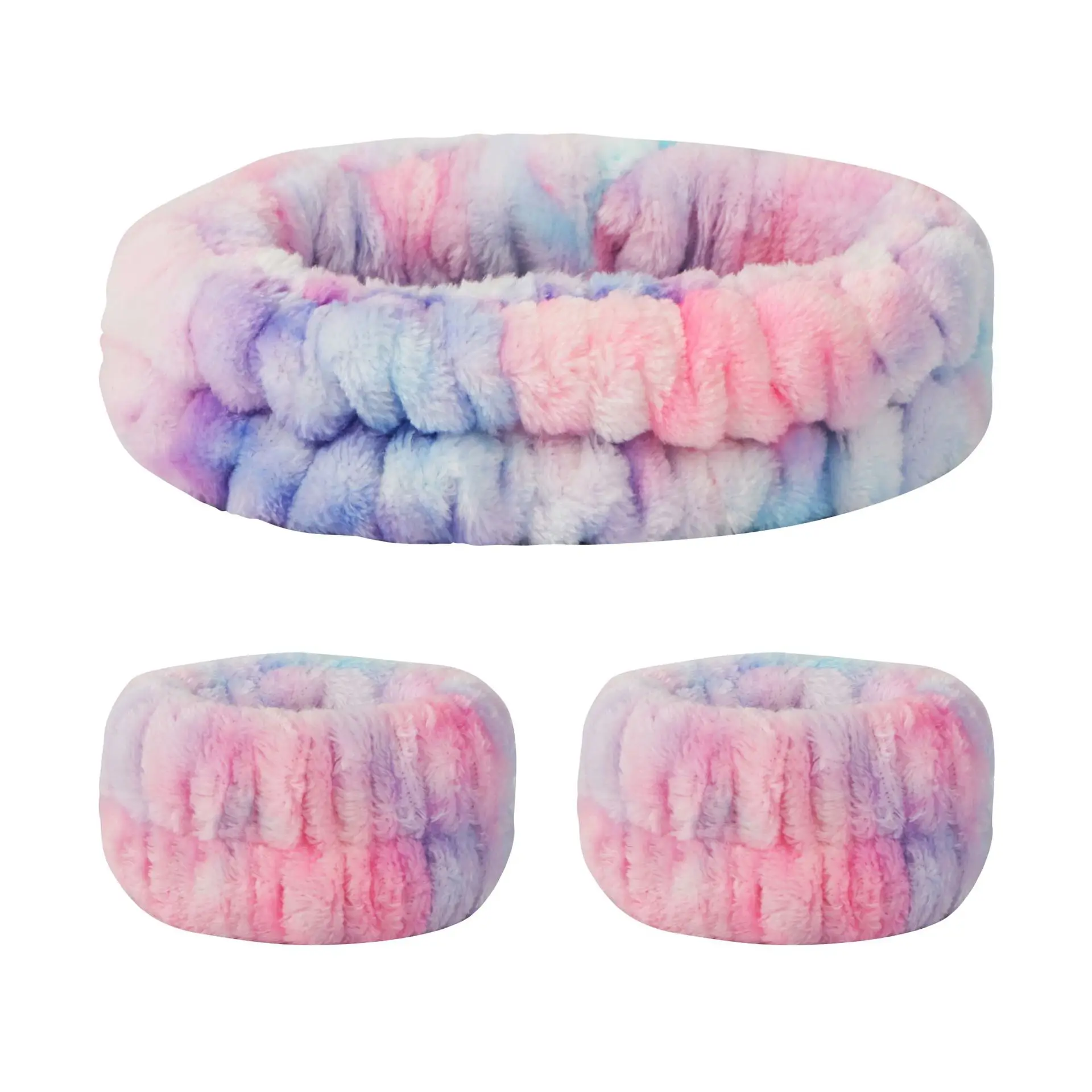 Samtweiches, elastisches Stirnband, Gesichtswasch- und Make-up-Stirnband, Haargummi, Gesichtswasch-Set, wasserdichtes Handgelenkschlaufe und Heanband-Set – Detail 19