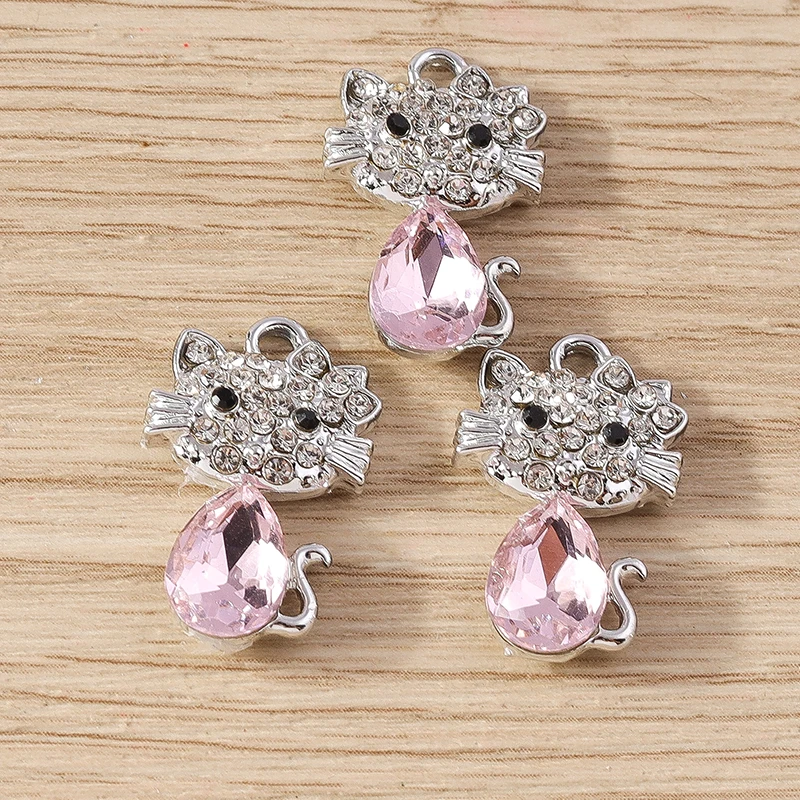 10 stücke 13x22mm Cartoon Kristall Tier Katze Charms Anhänger für Schmuck machen Frauen Mode Ohrringe Halsketten DIY Handwerk liefert – Detail 8