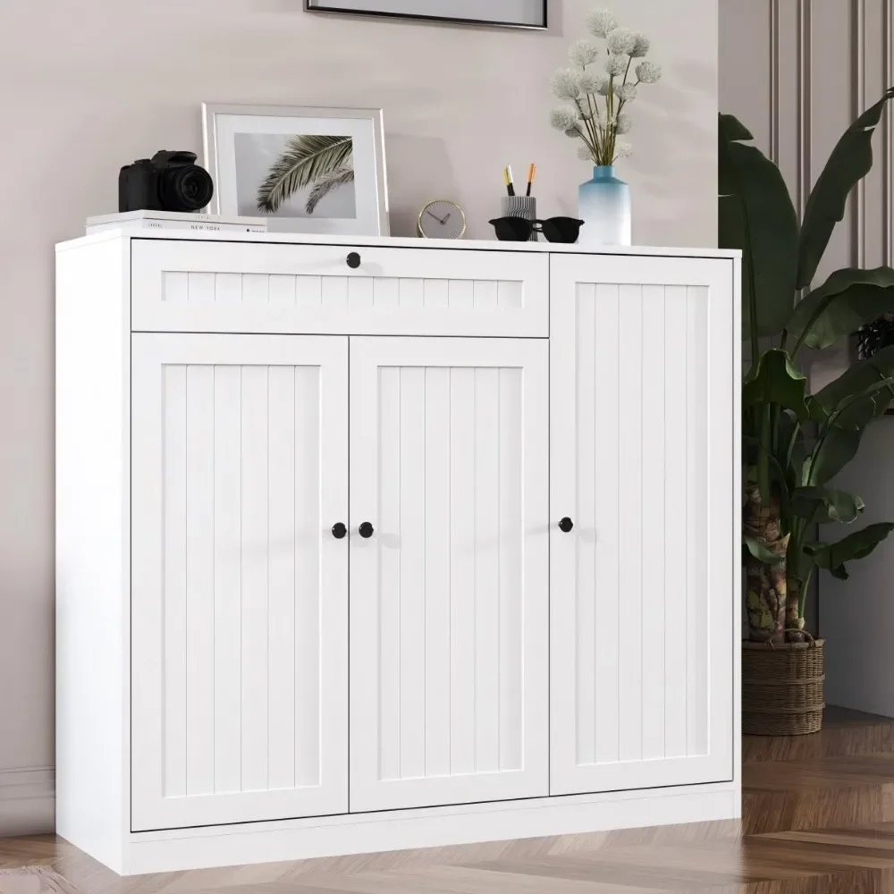 

Shoe Storage Cabinet with 3 Doors, 5-Tier Shoe Cabinet with Drawer, 42" Tall Shoe Cabinet Storage with Adjustable Shelves,