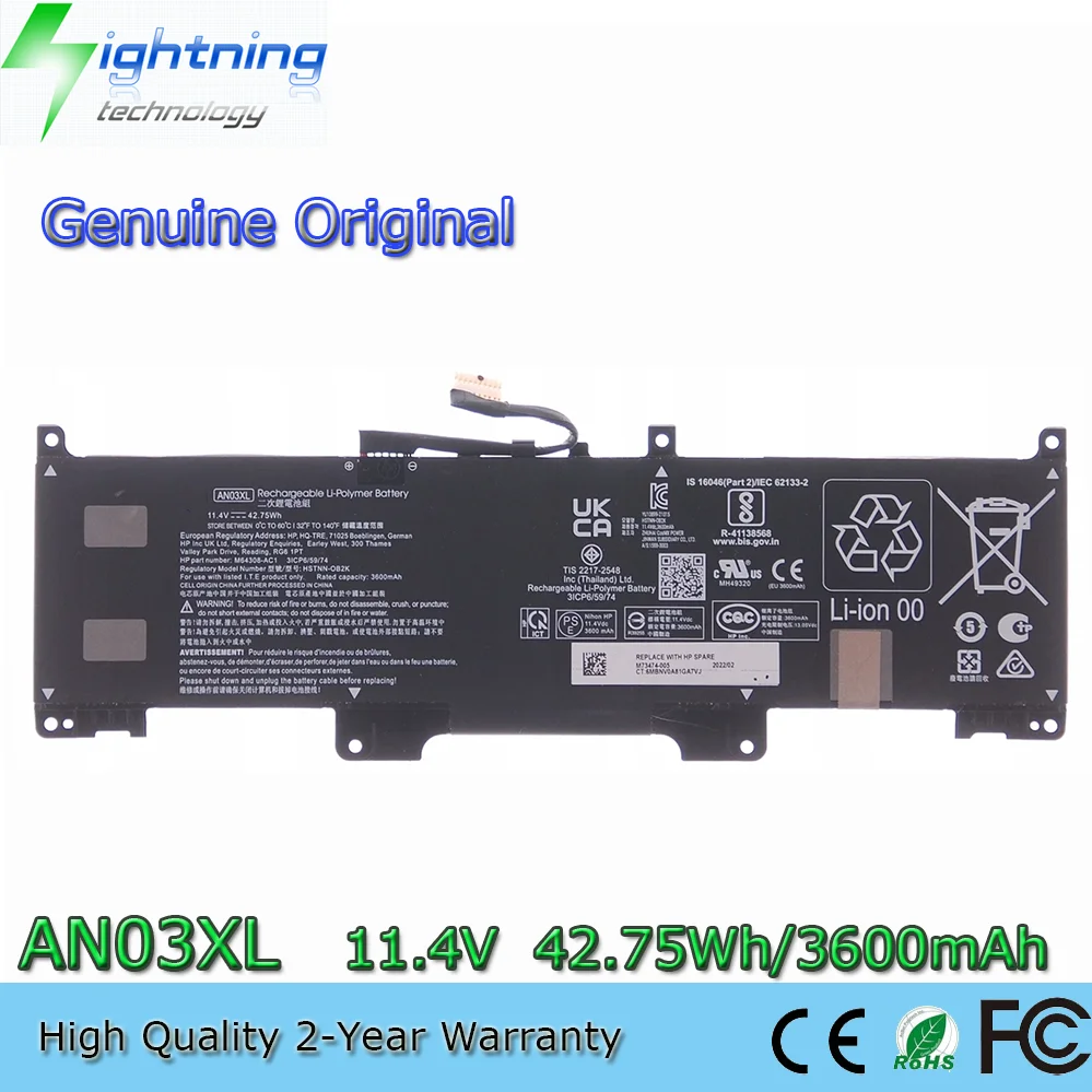 

Genuine AN03XL 11.4V 42.75Wh Original Battery FOR HP Pro x360 Fortis 11 G9 M73474-005 HSTNN-OB2K M64308-AC2