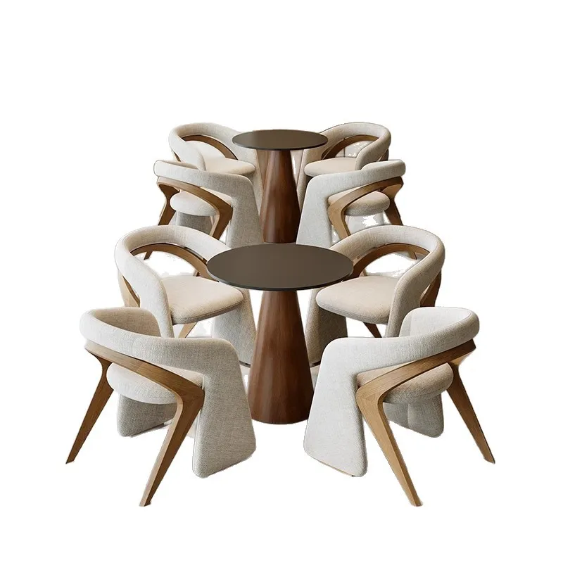 

Italian light luxury solid wood, reception negotiation table and chair combination, designer hotel lobby clubhouse lounge area