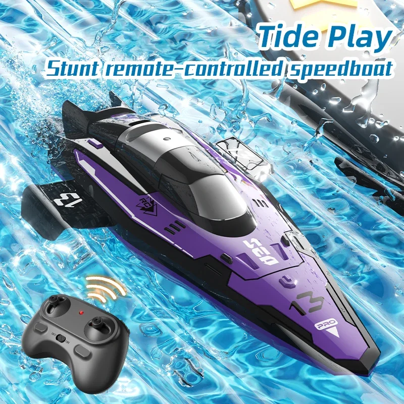 Remote Controlled Boat Electric Speedboat High Speed Dual Motor Radio Control Ship Competition Racing Stunt Boats Toys for Boys