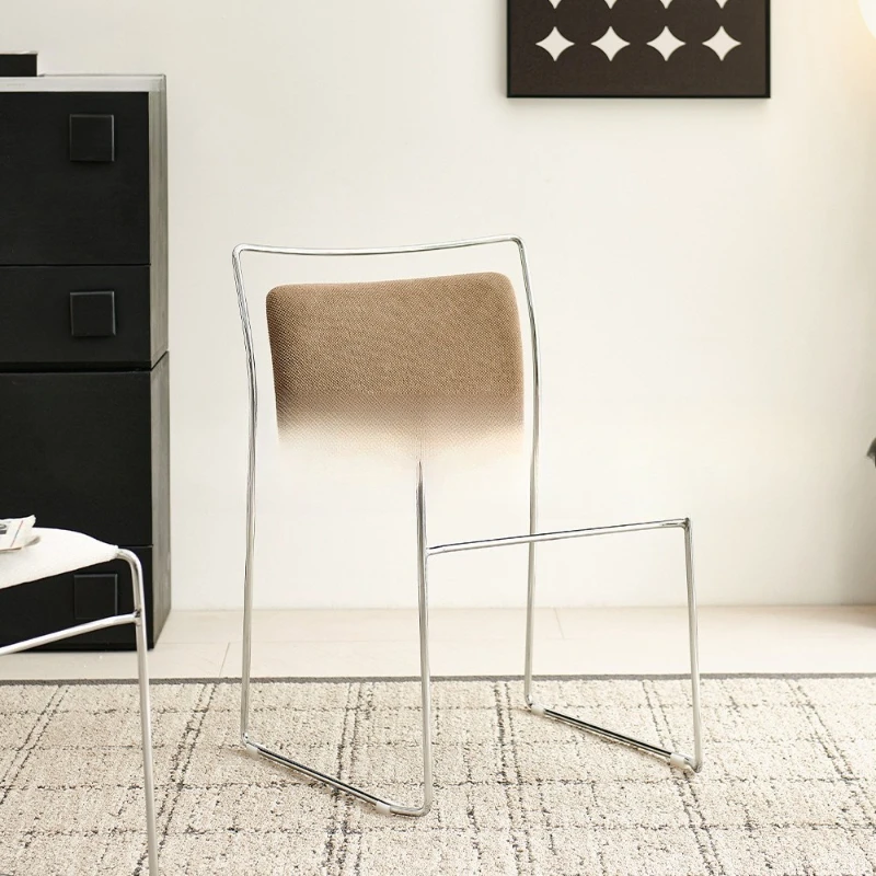 

Italian simple home dining chair designer creative office back chair small apartment single cotton and linen leisure chair