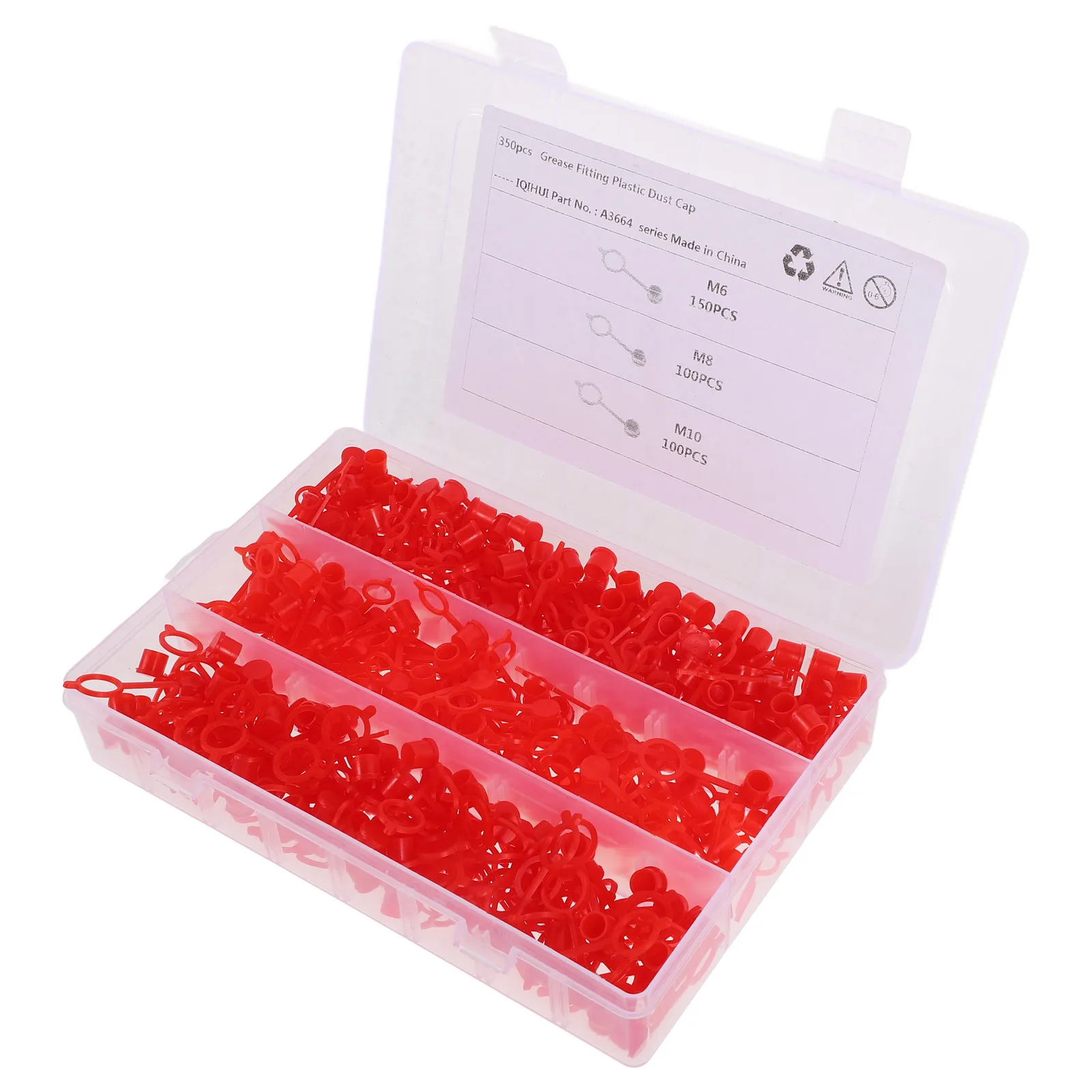 

350pcs Oil Fitting Caps Zerk Dust Covers Waterproof Red Rubber Grease Hat Automotive Hydraulic Coupler Screw Plastic Engine