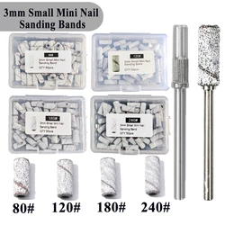 50 pcs 3MM Sanding Bands For Nail Art - 80/120/180/240 Grit - Mini Nail Drill Bits For Manicure And Pedicure