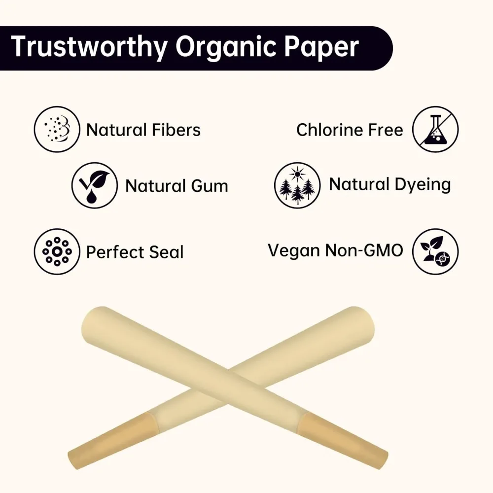 Pre Rolled Cones 1 1/4 Size 1000 Pack | Natural Brown | Bulk Pre-Rolled Cones with "Crown" Filter Tip