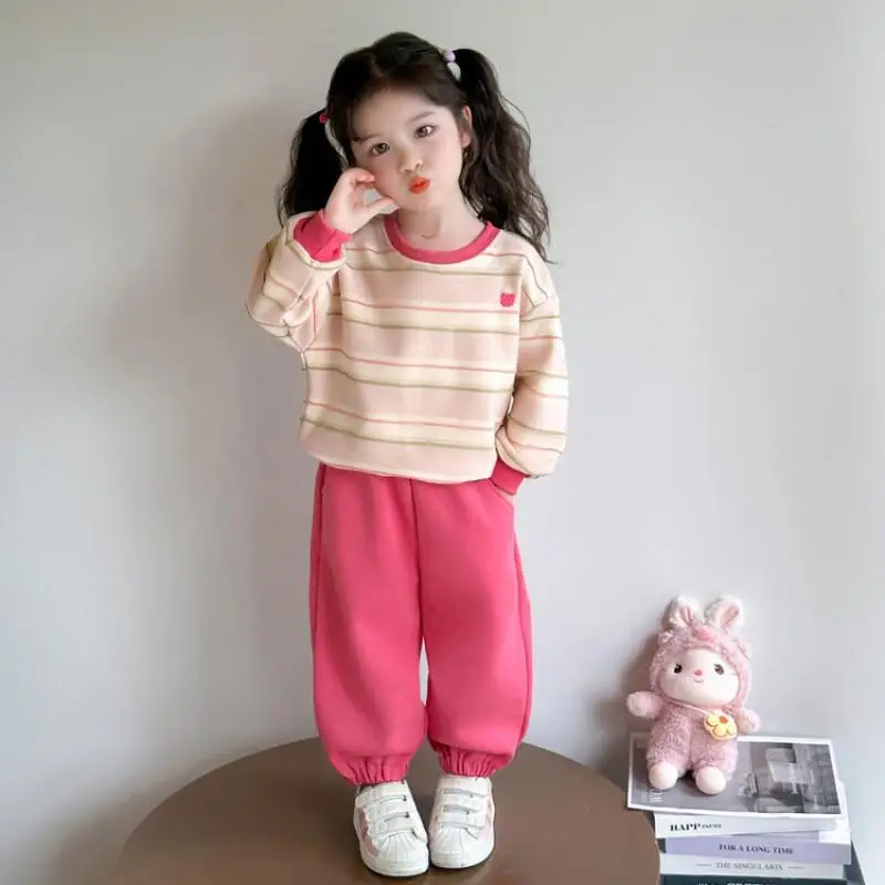 

Hot Girl Pullover Pants Two-Piece Set Spring Autumn Tops Sweatpants Sportswear Child Kawaii Fashion New Casual Homewear Clothing
