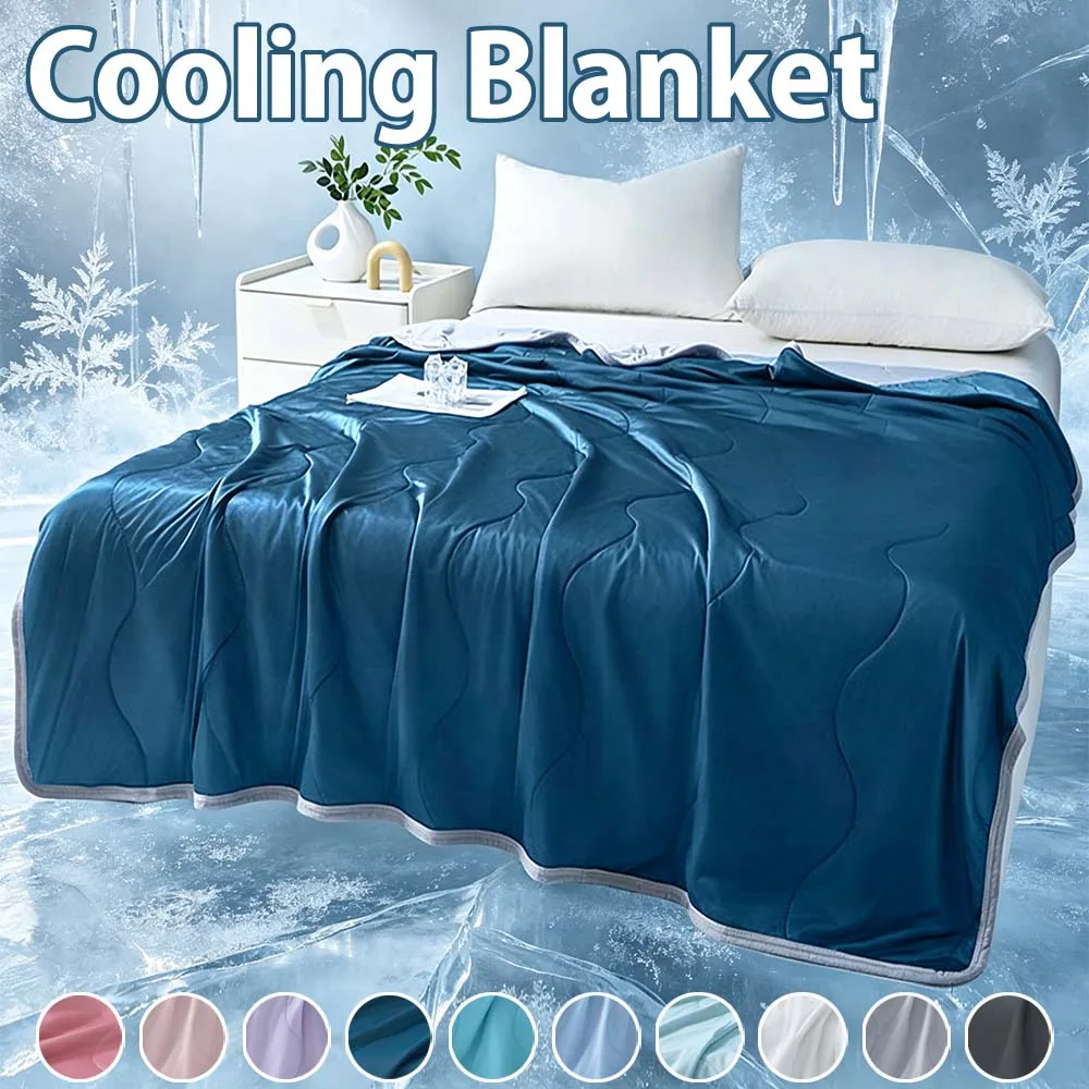 Simple Wave Grid Ice Cool Silk Summer Blanket Machine Washable Single Air Conditioner Quilt Double Side Cold & Cooling Fabric