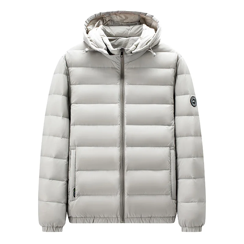 High-quality autumn and winter duck down detachable, hooded, warm, solid-color, versatile down jacket with 90% down