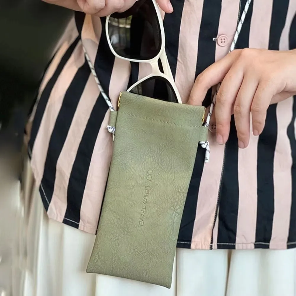 

New Sheepskin PU Sun Glasses Pouch Soft Leather Solid Eyewear Storage Bags Eyewear Accessories Simple Waterproof Bag Case