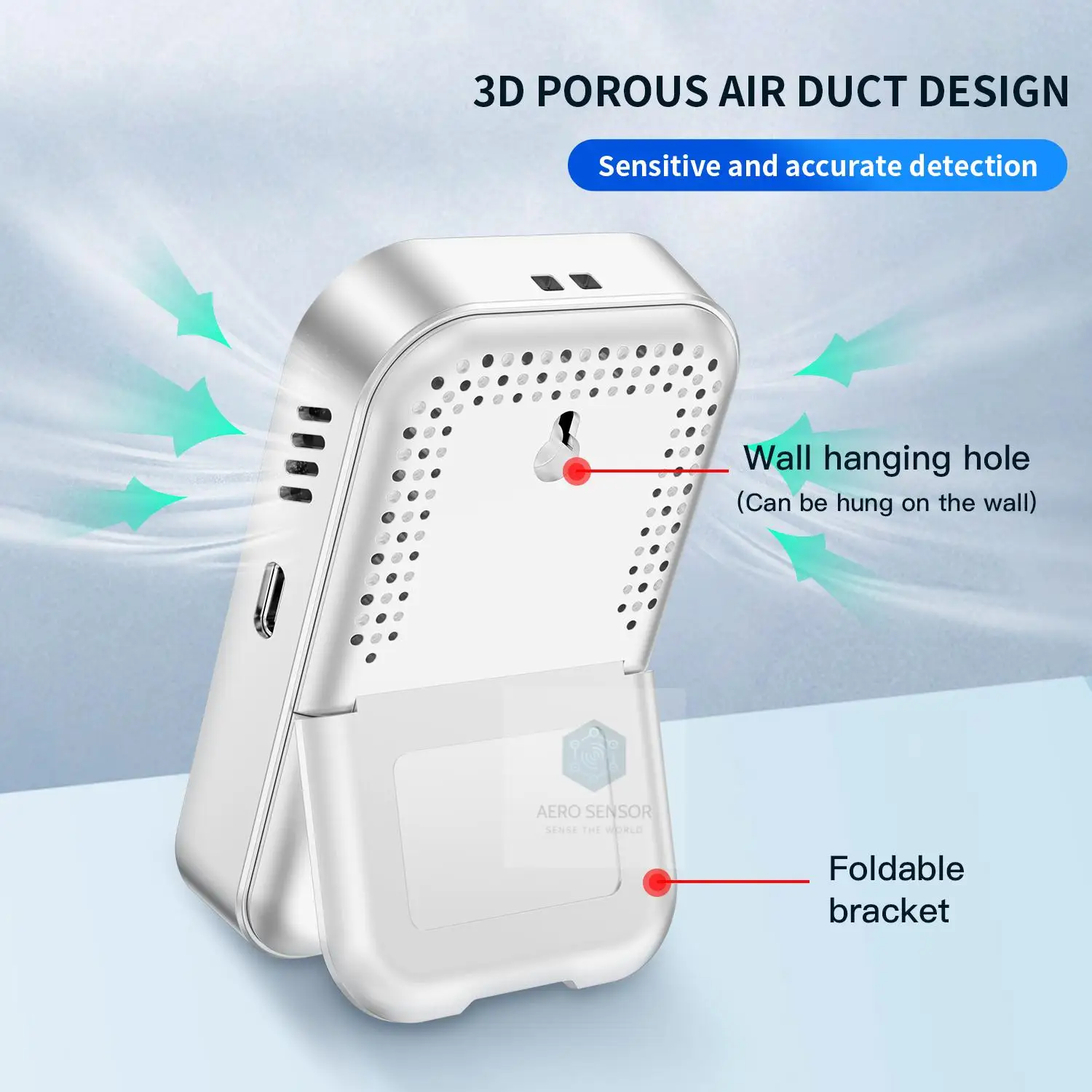 Carbon Monoxide Detector Portable Mini Air Quality Monitor with Lanyard Smoke Alarm CO Gas Meter Temperature Humidity Sensor
