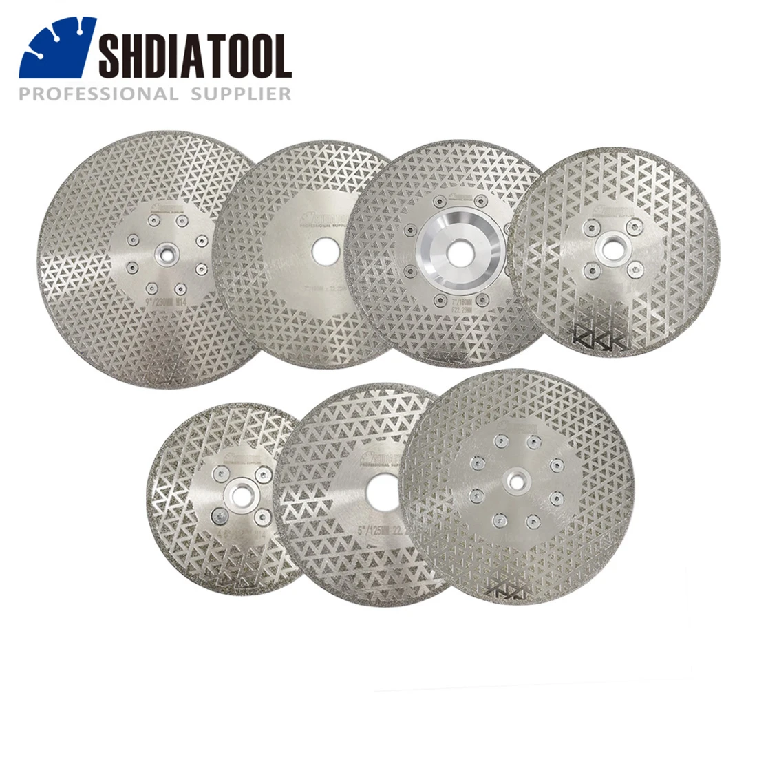 SHDIATOOL 1pc Electroplated Diamond Cutting Grinding Saw Blade Both Double Side M14 M10 5/8-11 Thread Coated Disc Marble Granite