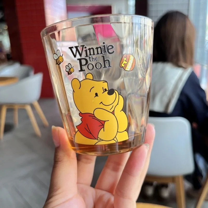 310ml lilo & ponto copo de enxaguatório bucal infantil disney anime mickey mouse winnie the pooh copo de água engrossado anti gota copos de cristal