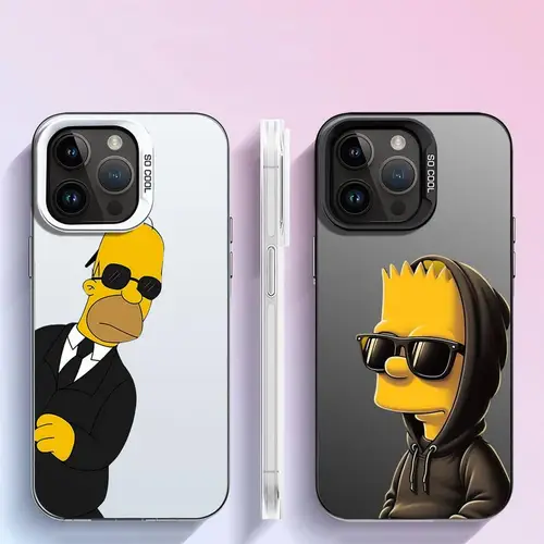 재미있는 디즈니 심슨 케이스 애플 아이폰 11, 13, 15 프로 맥스, 14 플러스, 12, 16 실리콘 쉘 폰 커버, 충격 방지 보호 펀다 