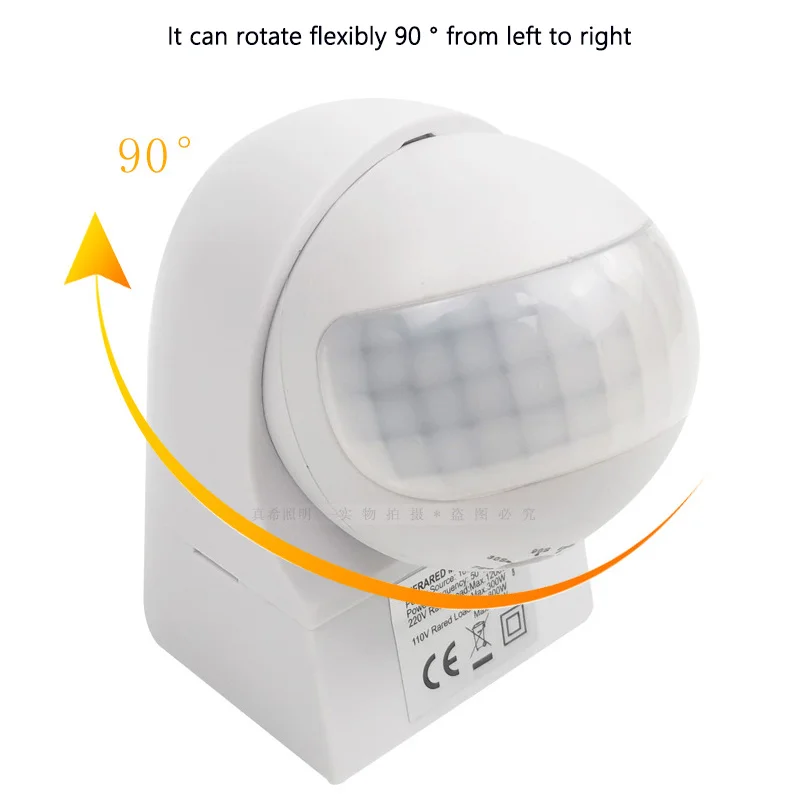 Wall Mounted PIR Human Body Automatic Infrared Sensor Outdoor Inductive Switch Waterproof Wide-angle Rotating Motion Detector