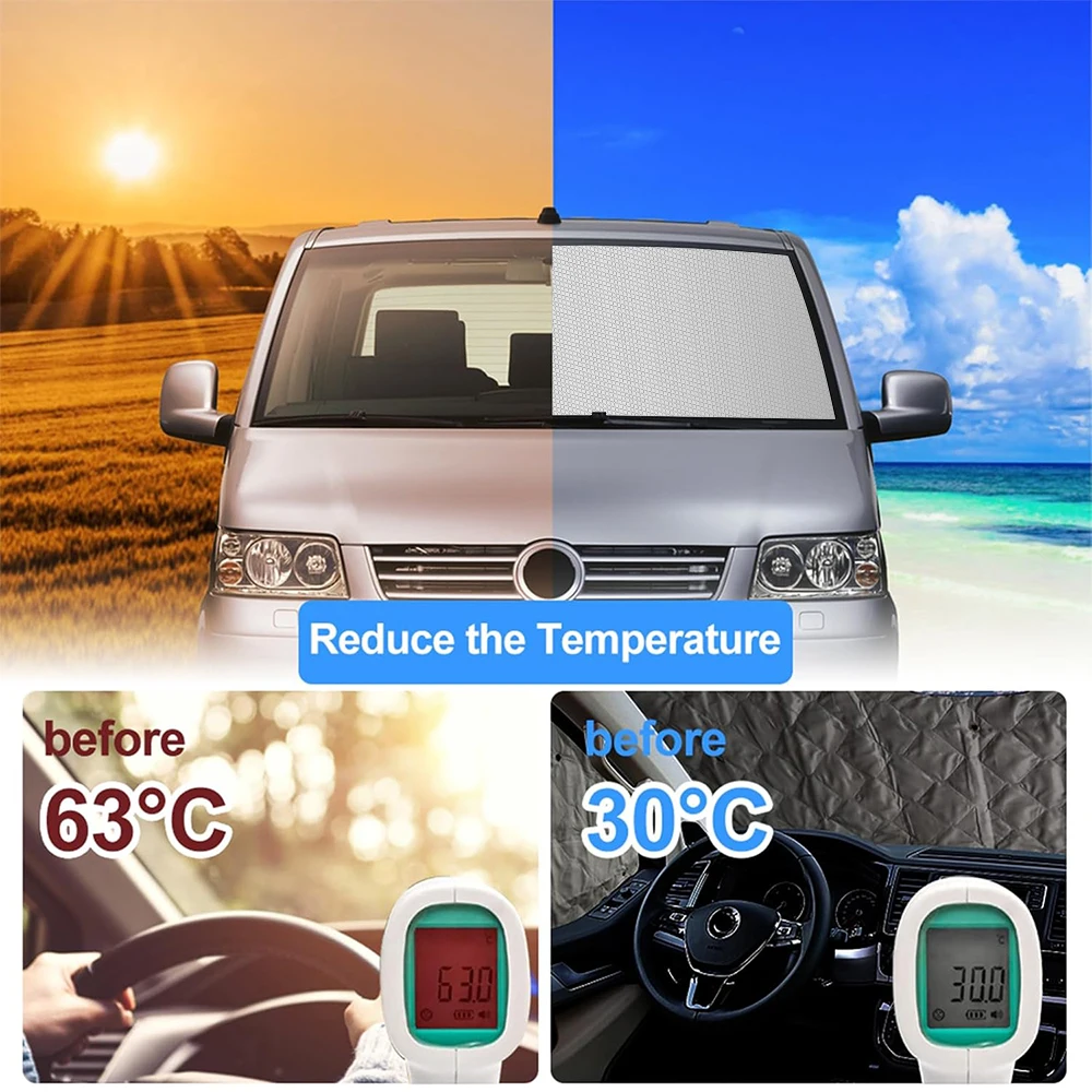 

8PCS/Set Sun Shade Car Windscreen Replacement For VW T5 T6 Sun Protection Windscreen Protection Sunshade Set With Storage Bag