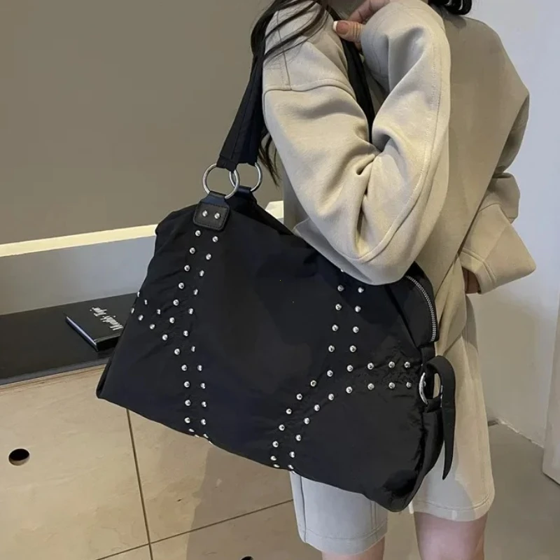 المألوف النايلون برشام تحت الإبط حمل حقيبة المرأة حقيبة كتف كبيرة ركاب حقيبة Sli الخريف الاتجاه الشباب لون نقي حقائب حقيبة يد #1